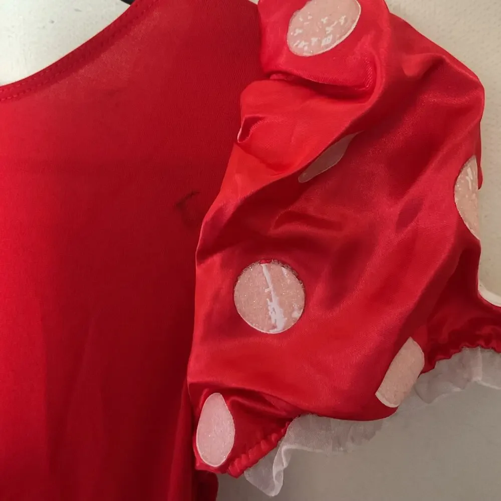 Disney Store Minnie Mouse Costume Dress Girls 7/8 Red Polka Dot Halloween
